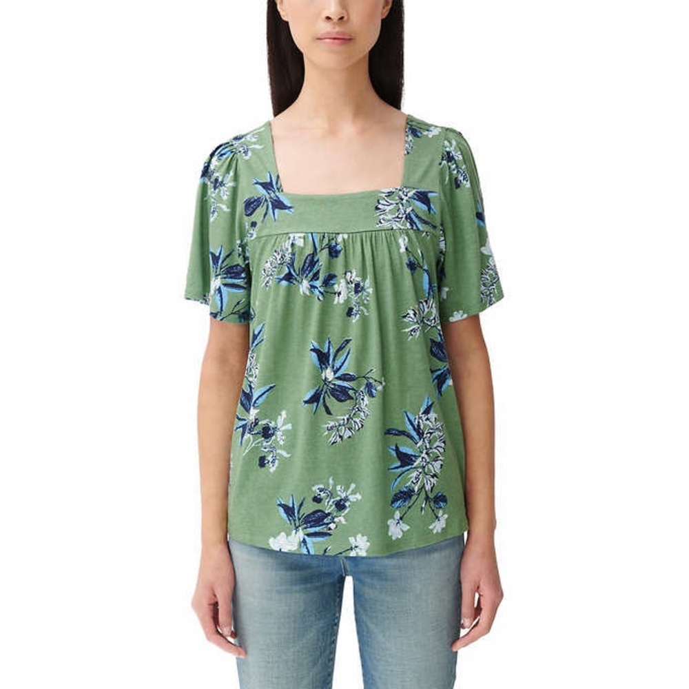 NWT Lucky Brand Square Neck Top (green) size XS